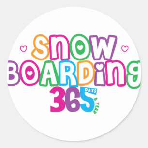 365 Sneeuwboarden Ronde Sticker