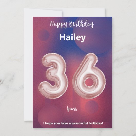 36 ans Joyeuse carte d'anniversaire (Devant)