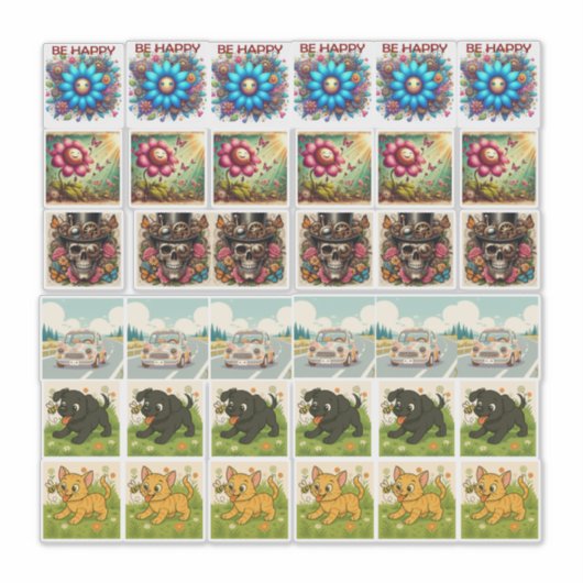 36 Assorted stickers steampunk and animals (Devant)