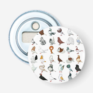 36 de Rassen van de duif Button Flesopener