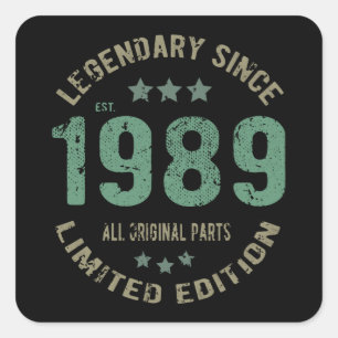 36 jaar oude Bday 1989 Legend 36ste verjaardag cad Vierkante Sticker
