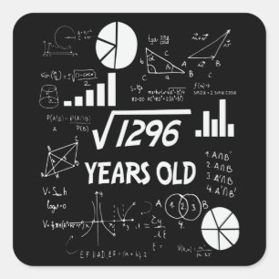36 jaar oude Bday Wiskunde Teacher 36ste verjaarda Vierkante Sticker