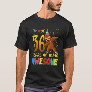 36 Jaar Verjaardag Luiaard Dabbing 36e Verjaardag T-shirt