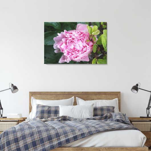 36 "x24" roze pioen canvas afdruk (Insitu (Slaapkamer))