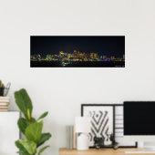 36 x 12 inch, Boston Skyline bij nacht Poster (Thuiskantoor)