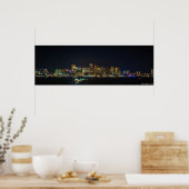 36 x 12 inch, Boston Skyline bij nacht Poster (Keuken)
