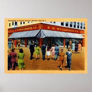 36 x 24 Boardwalk op Ocean Avenue Atlantic City NJ Poster