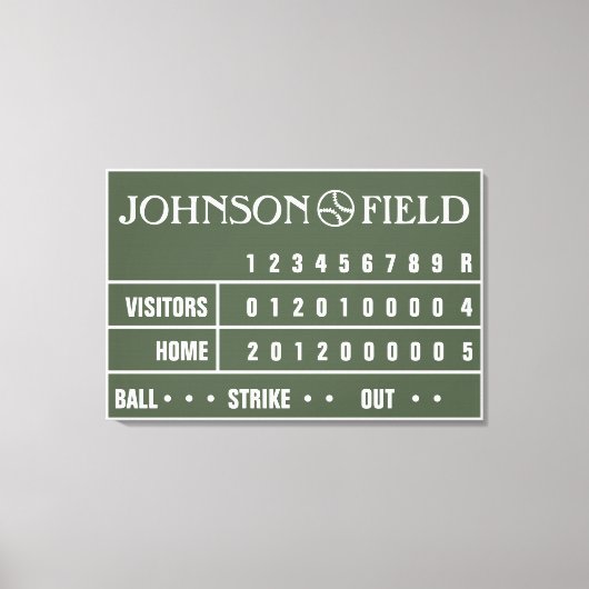 36 x 24-inch Baseball Scoreboard Wrapped Canvas (Voorkant)