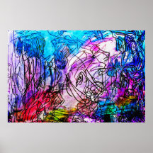 36"x 24"KLEURRIJK ABSTRACT ART-2 MATTE KUNST POSTE