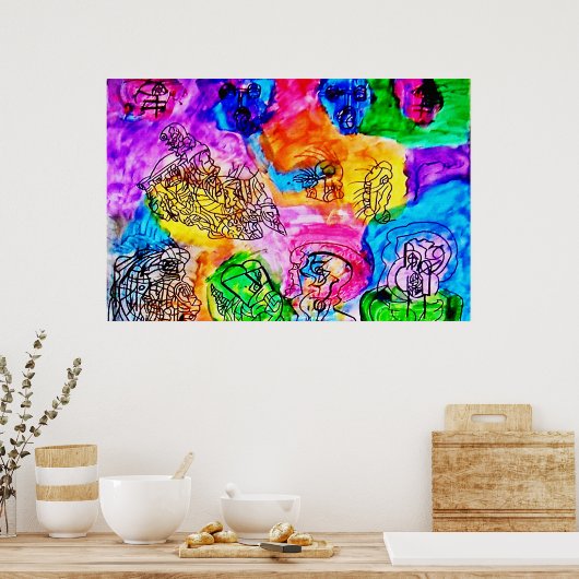 36"x 24"KLEURRIJK ABSTRACT ART-3 MATTE ART POSTER (Keuken)