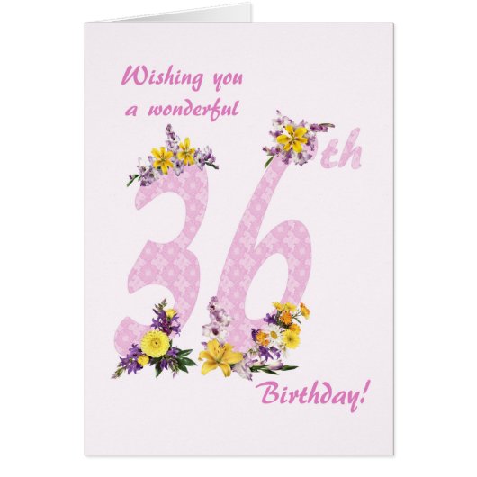 36e anniversaire Fleur numéros décorés (Devant)