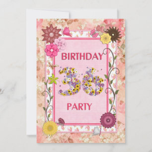 36e anniversaire invitation fête avec cadre fleuri