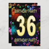 36e anniversaire Invitation fête feux d'artifice (Devant / Derrière)