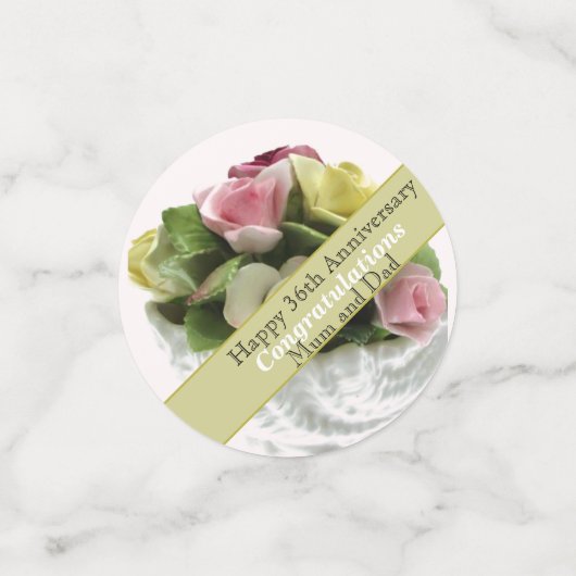 36e bruiloft Jubileum bone china bewerkbaar Confetti (Kleine voorkant)