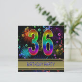 36e fête d'anniversaire Invitation avec bulles (Debout devant)