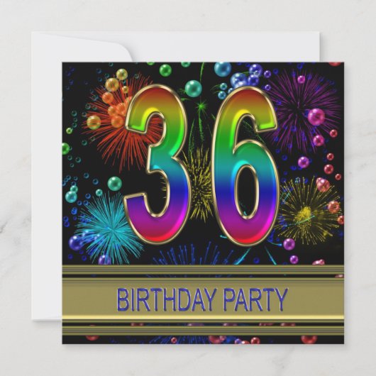 36e fête d'anniversaire Invitation avec bulles (Devant)