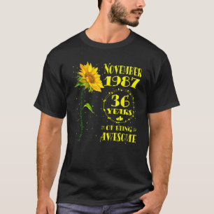36e verjaardag 36 jaar oude zonnebloem geboren nov t-shirt