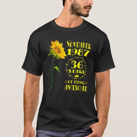 36e verjaardag 36 jaar oude zonnebloem geboren nov t-shirt (Voorkant)
