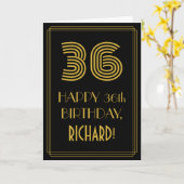 36e verjaardag: Art Deco Geïnspireerde look "36" e Kaart (Gele Bloem)