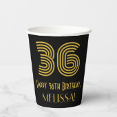 36e verjaardag: Art Deco Geïnspireerde look "36" e Papieren Bekers (Achterkant)