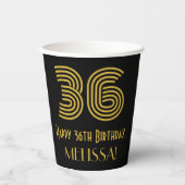 36e verjaardag: Art Deco Geïnspireerde look "36" e Papieren Bekers (Voorkant)