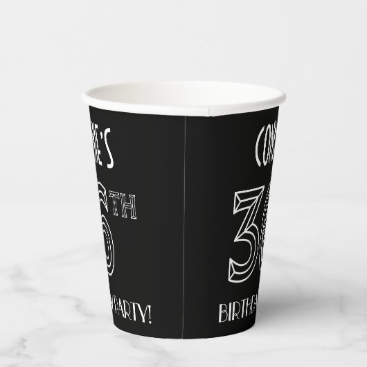 36e verjaardag: Art Deco Style + aangepaste naam Papieren Bekers (Rechts)