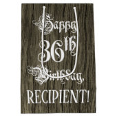 36e verjaardag: Fancy, Faux Wood Kijk + Aangepaste Medium Cadeauzakje (Achterkant)