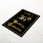 36e verjaardag — Fancy script en aangepaste naam Folie Uitnodiging (Gedraaid)
