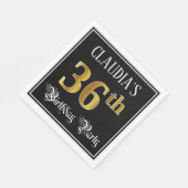 36e verjaardag — Fancy script, Faux Gold look Servet (Hoek)