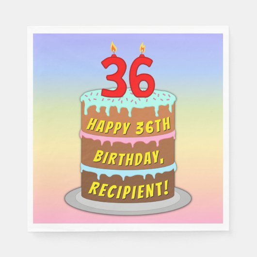 36e verjaardag: Fun Cake and Candles + Custom Name Servet (Voorkant)