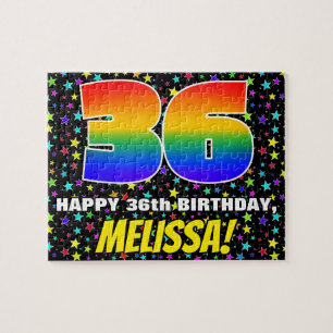 36e verjaardag — Fun, kleurrijk Star Field Pattern Legpuzzel