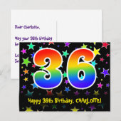 36e Verjaardag: Leuke sterrenpatroon, Regenboog 36 Briefkaart (Voorkant / Achterkant)