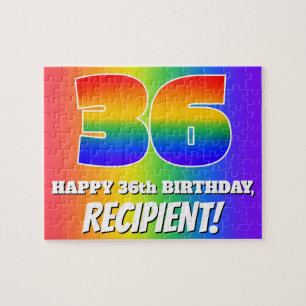 36e verjaardag — Meerkleurig regenboogpatroon "36" Legpuzzel