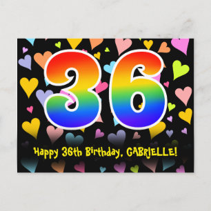 36e Verjaardag: Pret Hartjes Patroon, Regenboog 36 Briefkaart