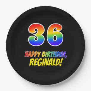 36e verjaardag: Vet, Vun, eenvoudig, regenboog 36 Papieren Bordje