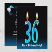 36e verjaardagsfeestje uitnodigen kaart (Voorkant / Achterkant)