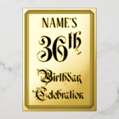 36th Birthday Party — Elegant Script + aangepaste  Folie Uitnodiging (Voorkant)