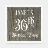 36th Birthday Party — Fancy script, Faux Wood Kijk Servet (Voorkant)