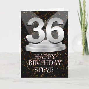 36th Birthday Spotlights Voeg een naam toe Kaart