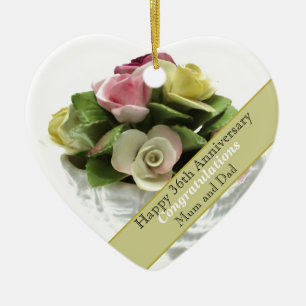 36th Wedding Jubileum bone china editable Cer Keramisch Ornament