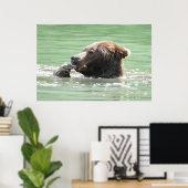 36x24 Poster papier (steen) van grizzly beer (Thuiskantoor)