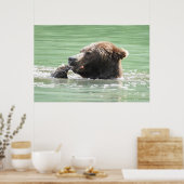 36x24 Poster papier (steen) van grizzly beer (Keuken)