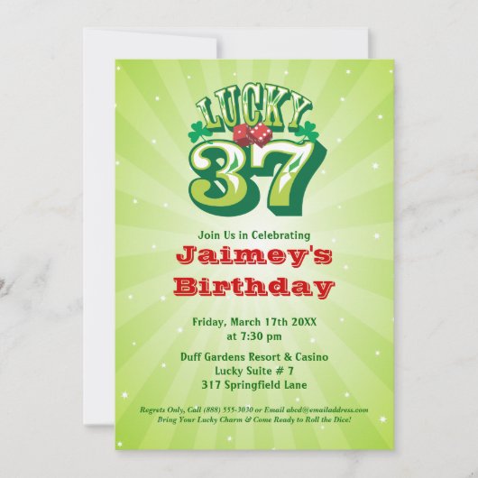 37 chanceux - Invitation faite sur commande de (Devant)