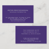 37 Couleur violet Carte de visite moderne (Devant / Derrière)