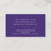 37 Couleur violet Carte de visite moderne (Dos)