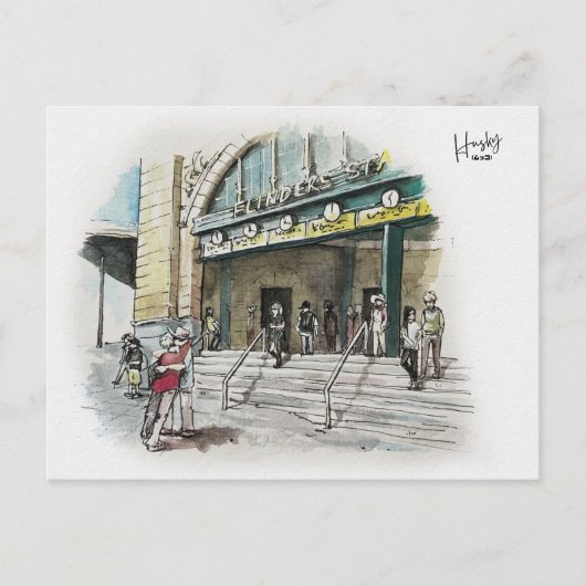 37 : Flinders straat station Briefkaart (Voorkant)