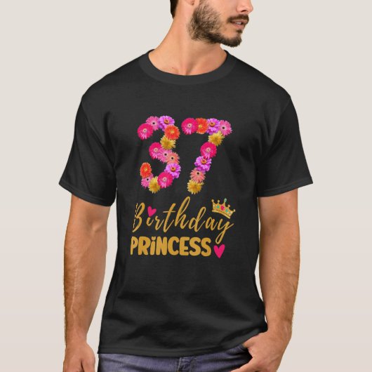 37-jarige verjaardag prinsesprinses blaast zijn 37 t-shirt (Voorkant)