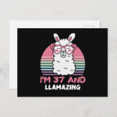 37 Year Old Bday Llamazing 37th Birthday Llama Briefkaart (Voorkant / Achterkant)