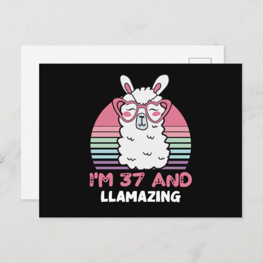 37 Year Old Bday Llamazing 37th Birthday Llama Briefkaart (Voorkant / Achterkant)