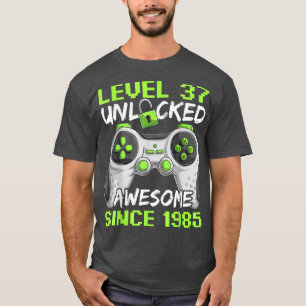 37 Years Old Gamer Man Birthday 37 Level Unlocked T-shirt